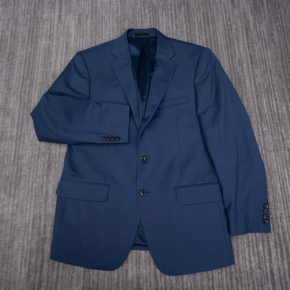 Calvin Klein Blazer Mens 42 R Blue Excellent X Slim Fit 100% Wool Suit Jacket